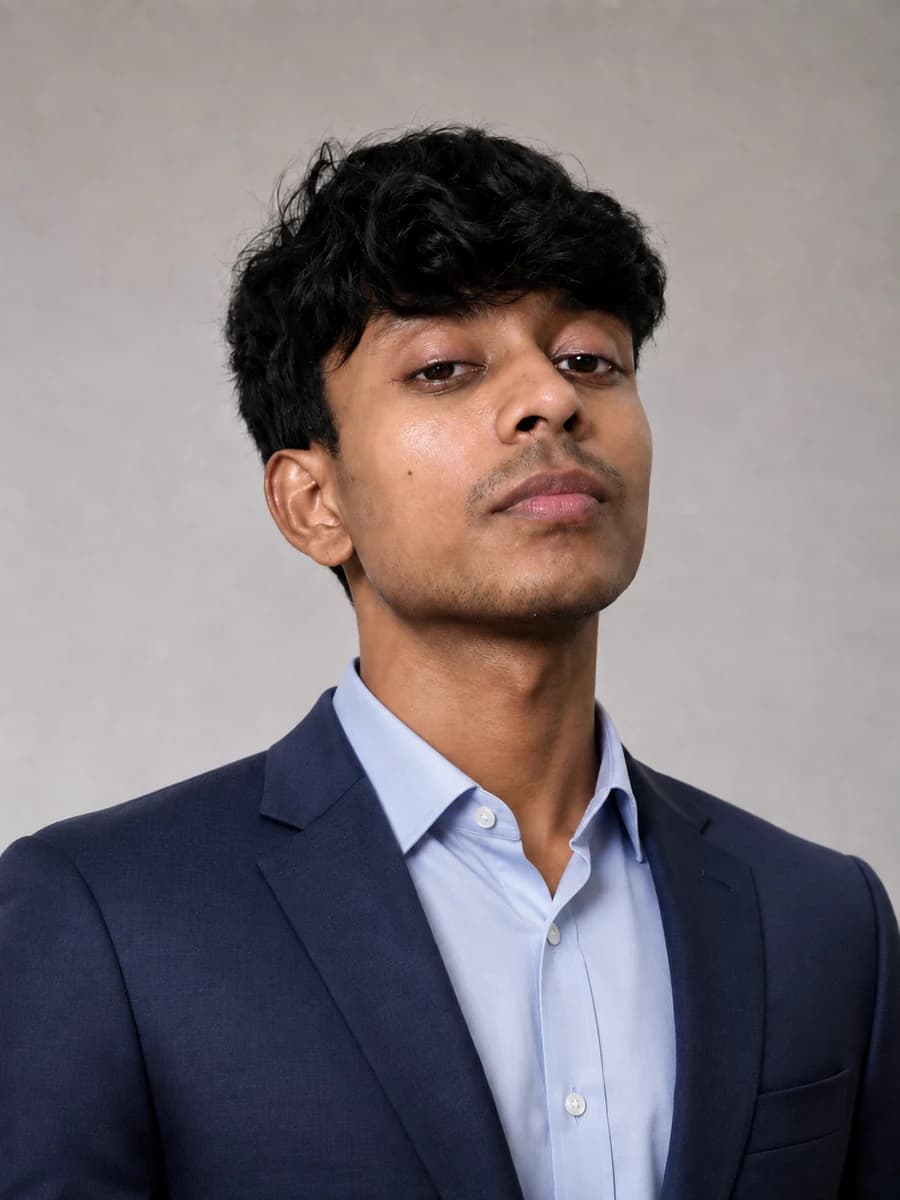 Gaurav in a navy suit